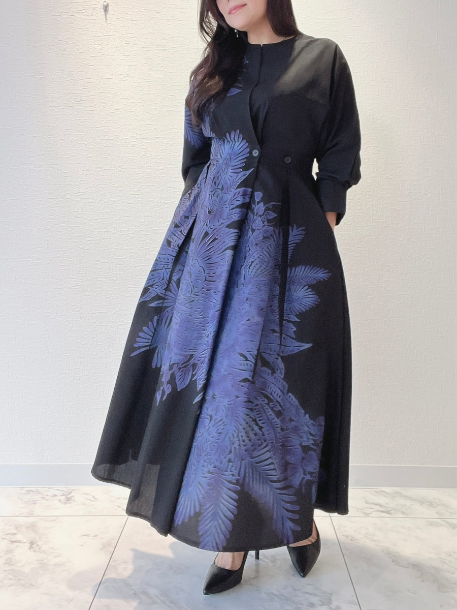 ウエストタック フィット＆フレアワンピース