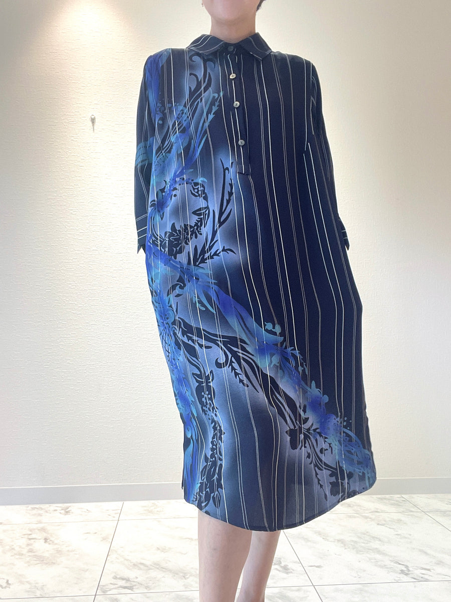 ストライプネイビー2WAYシャツワンピース – YOKANG