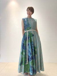 さちこ様⭐︎yokang 美フレアコットンワンピース　ヨーカン コットン美フレアワンピース-グリーン YOKANG